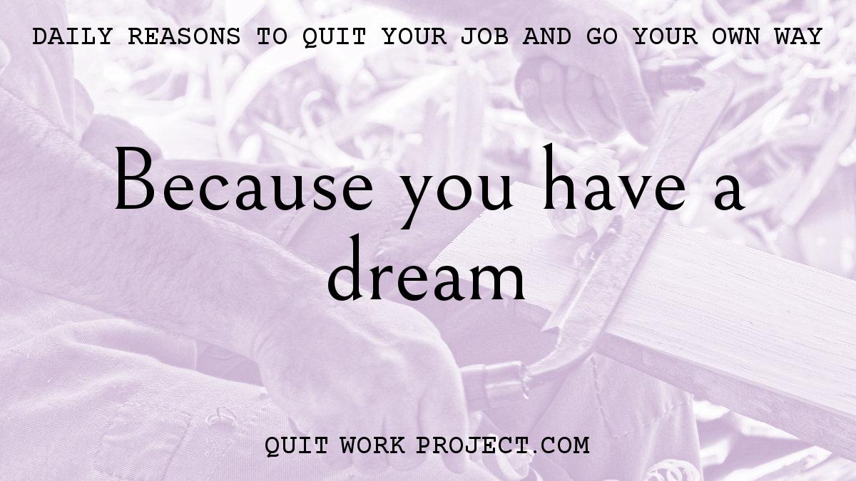 Daily reasons to quit your job and go your own way - Because you have a dream