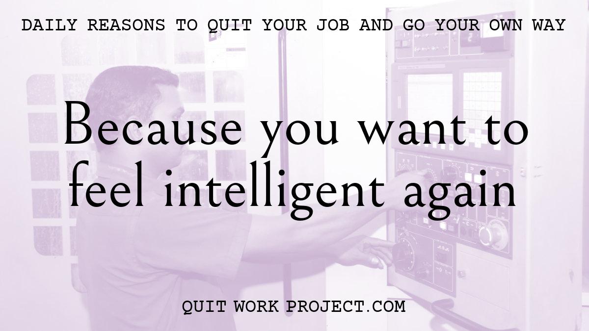 Daily reasons to quit your job and go your own way - Because you want to feel intelligent again