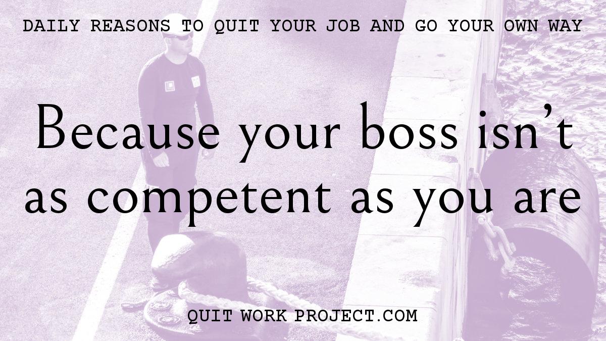 Daily reasons to quit your job and go your own way - Because your boss isn't as competent as you are