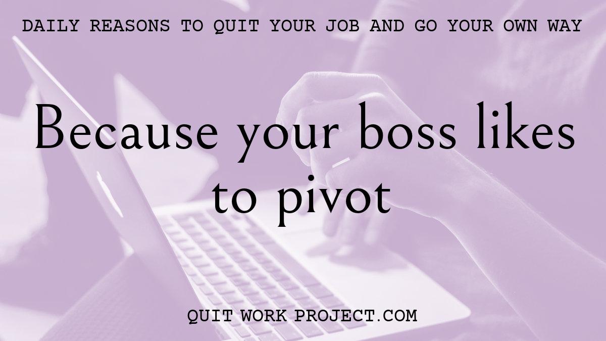 Daily reasons to quit your job and go your own way - Because your boss likes to pivot