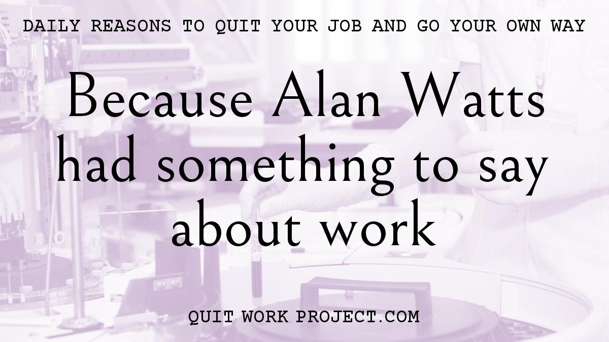 Because Alan Watts had something to say about work