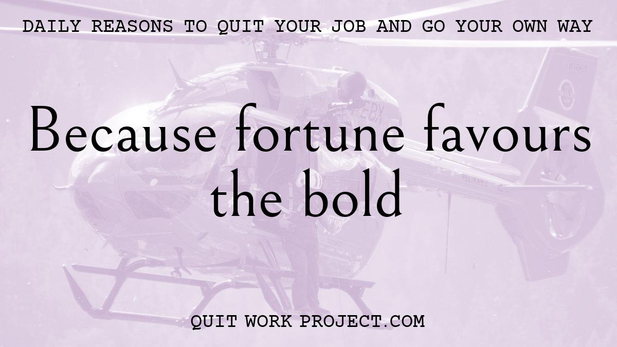 Daily reasons to quit your job and go your own way - Because fortune favours the bold