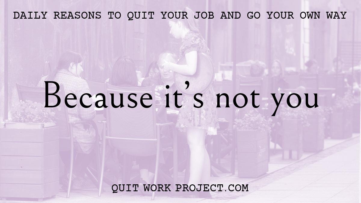 Daily reasons to quit your job and go your own way - Because it's not you