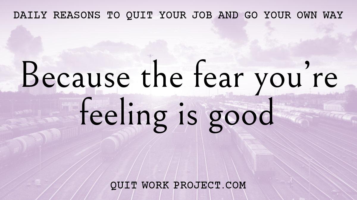 Because the fear you're feeling is good