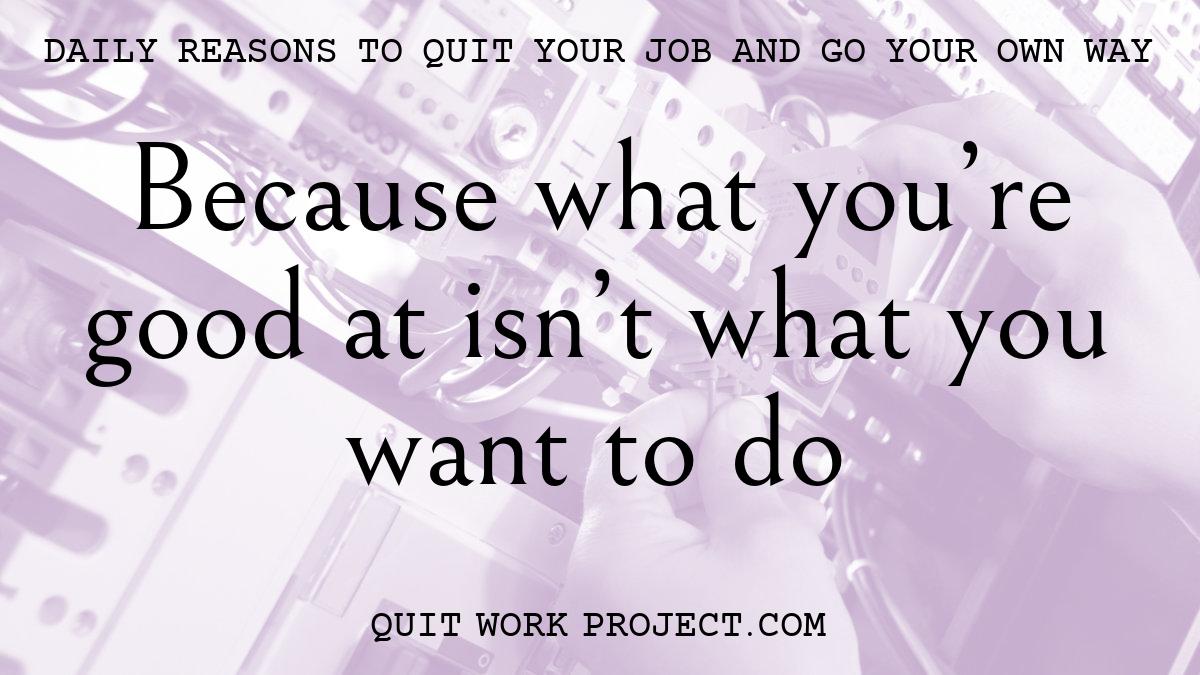 Daily reasons to quit your job and go your own way - Because what you're good at isn't what you want to do