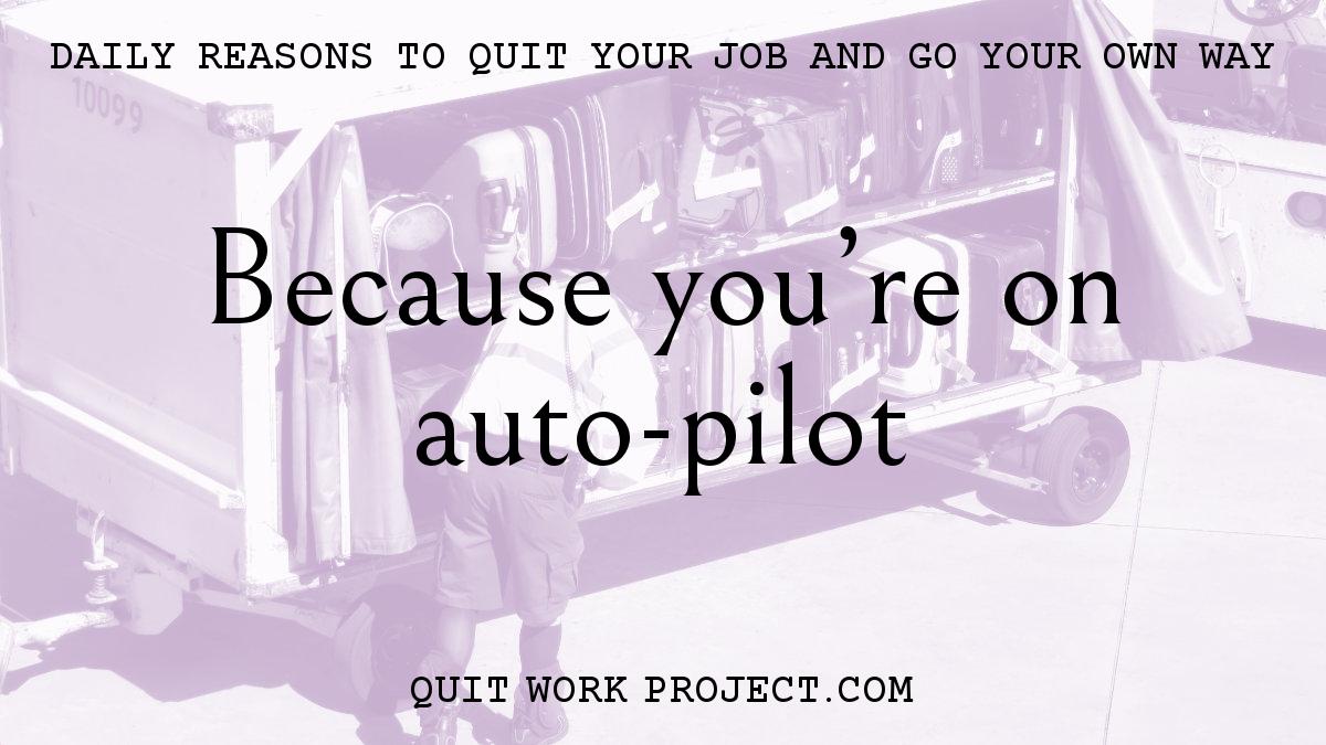 Daily reasons to quit your job and go your own way - Because you're on auto-pilot