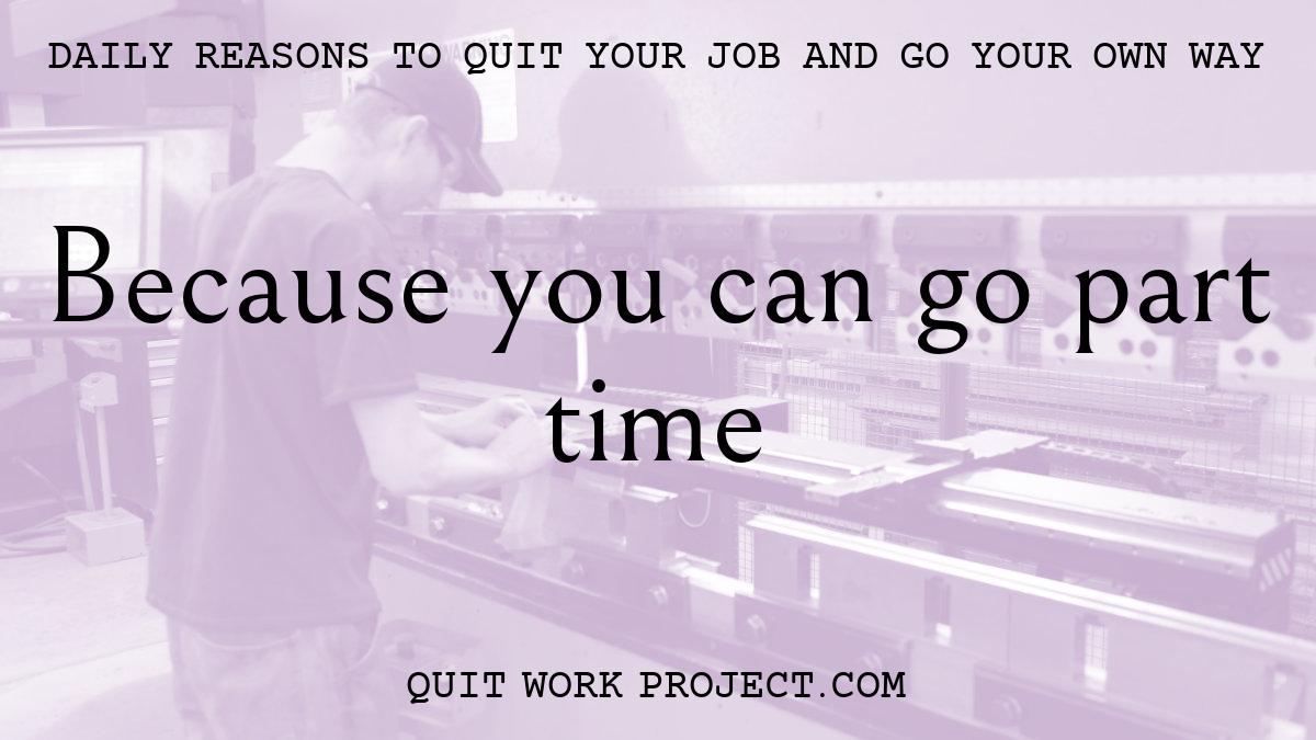 Daily reasons to quit your job and go your own way - Because you can go part time