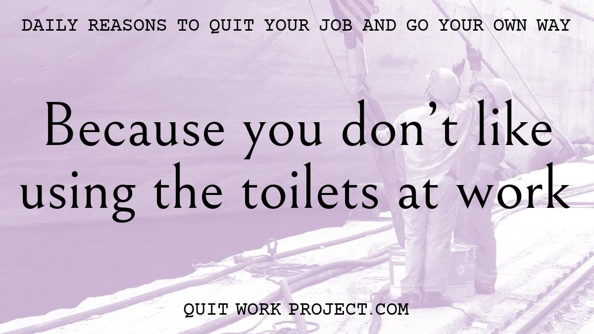 Daily reasons to quit your job and go your own way - Because you don't like using the toilets at work