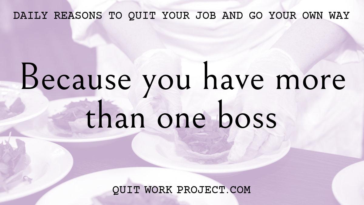 Daily reasons to quit your job and go your own way - Because you have more than one boss