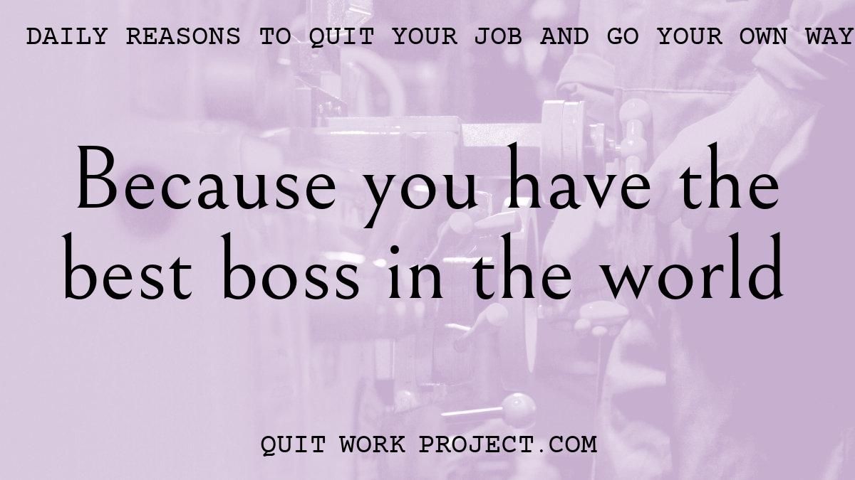 Daily reasons to quit your job and go your own way - Because you have the best boss in the world