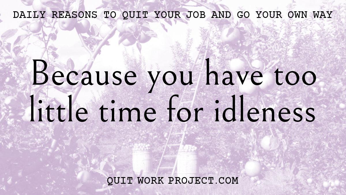 Daily reasons to quit your job and go your own way - Because you have too little time for idleness