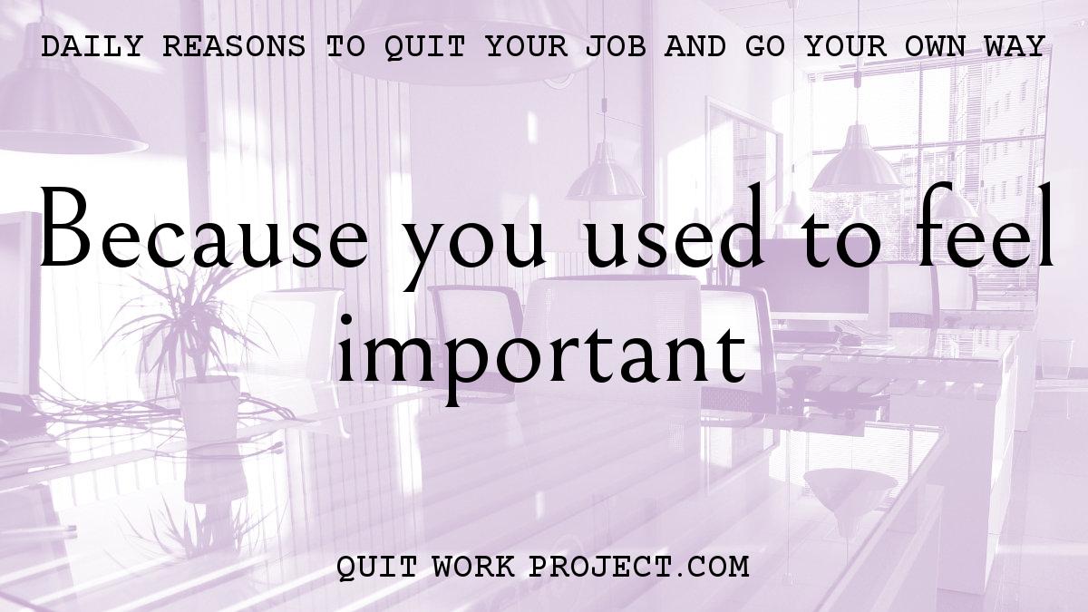 Daily reasons to quit your job and go your own way - Because you used to feel important