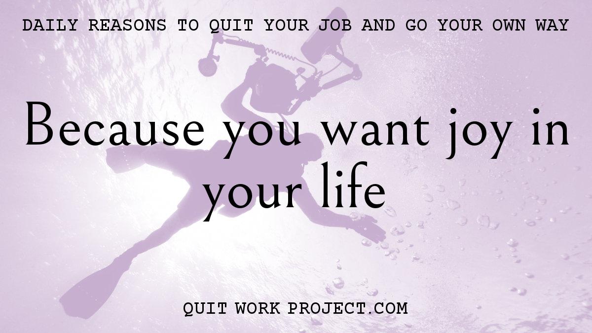 Daily reasons to quit your job and go your own way - Because you want joy in your life