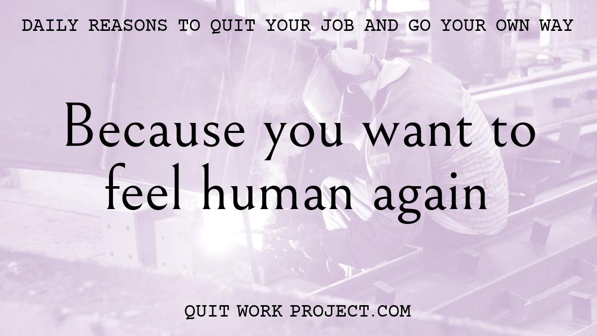 Daily reasons to quit your job and go your own way - Because you want to feel human again