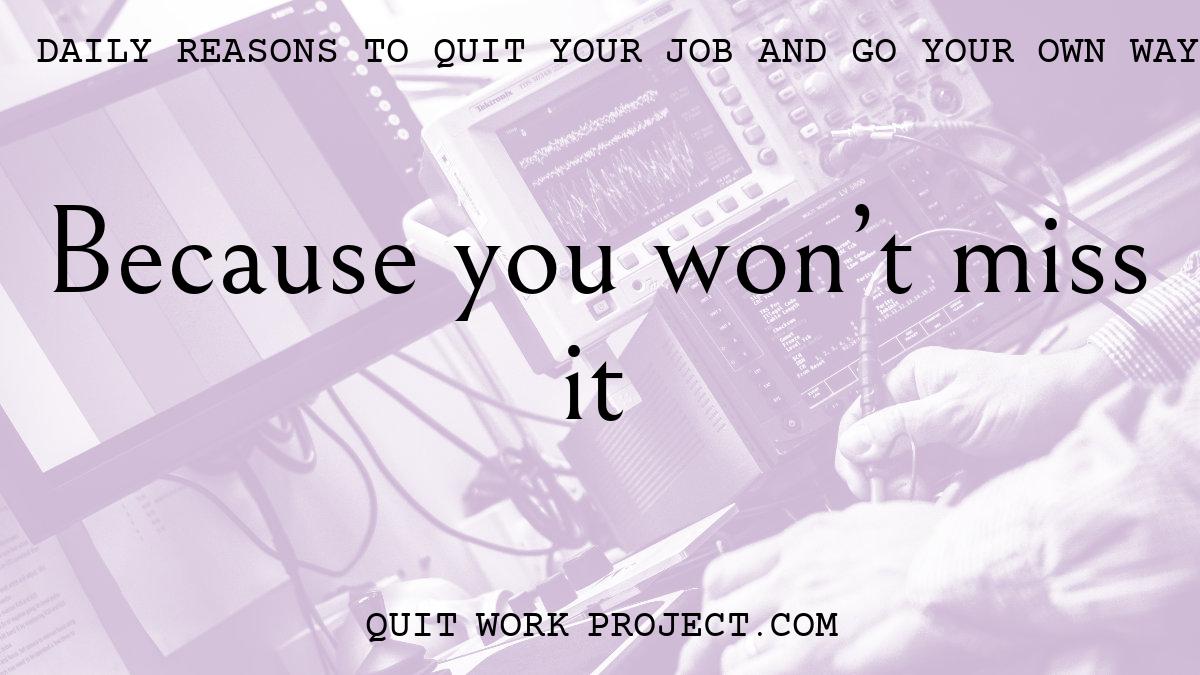 Daily reasons to quit your job and go your own way - Because you won't miss it