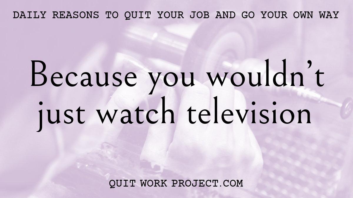 Daily reasons to quit your job and go your own way - Because you wouldn't just watch television