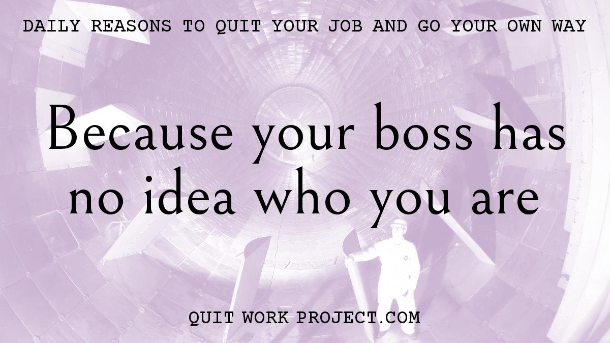 Daily reasons to quit your job and go your own way - Because your boss has no idea who you are