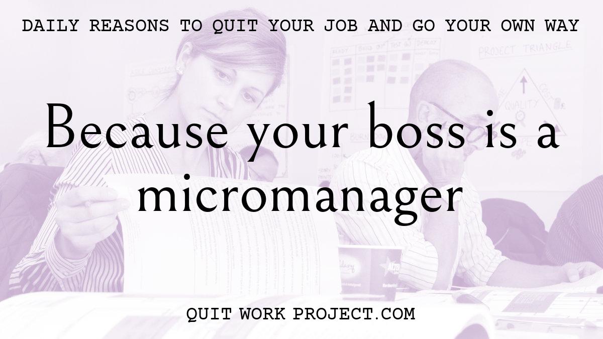 Daily reasons to quit your job and go your own way - Because your boss is a micromanager