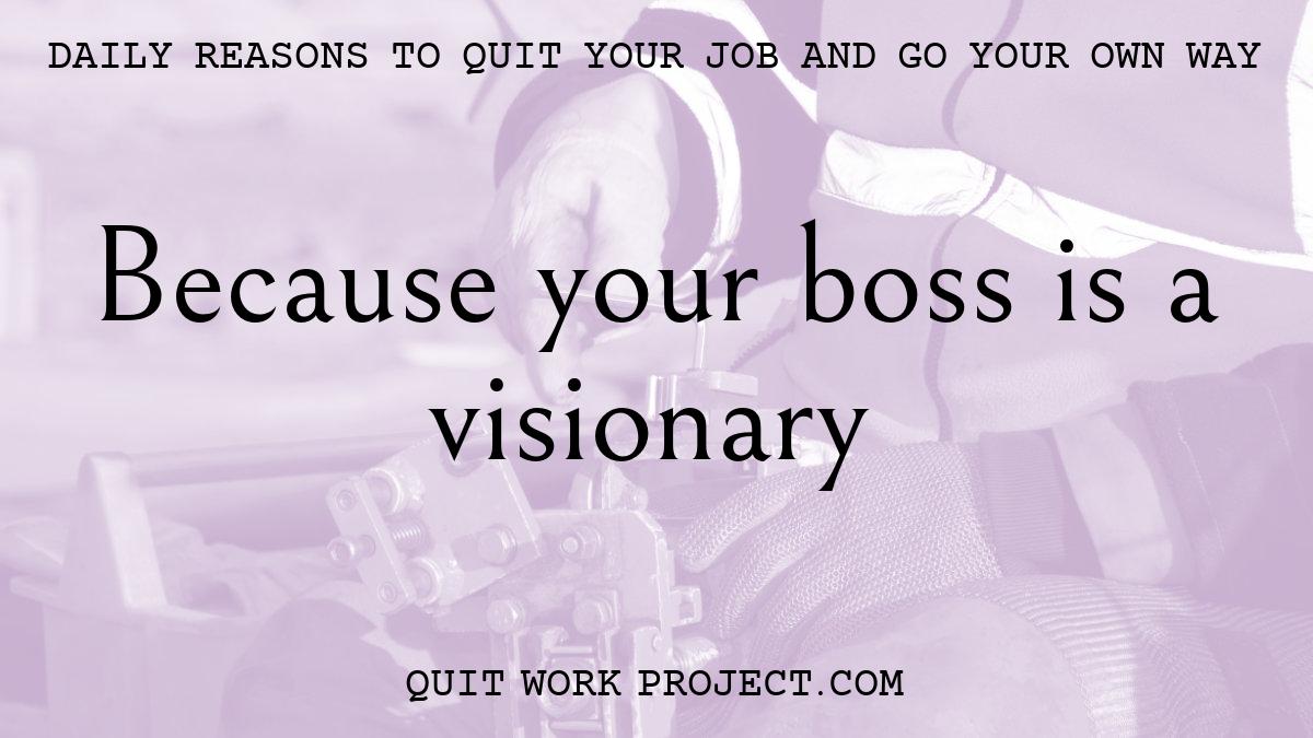 Daily reasons to quit your job and go your own way - Because your boss is a visionary