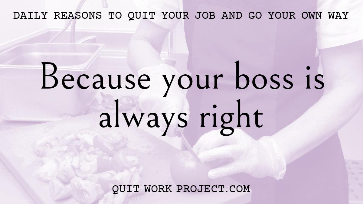 Daily reasons to quit your job and go your own way - Because your boss is always right