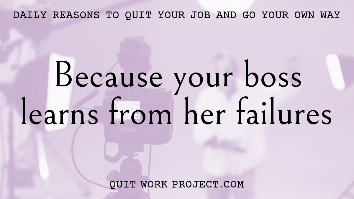 Daily reasons to quit your job and go your own way - Because your boss learns from her failures