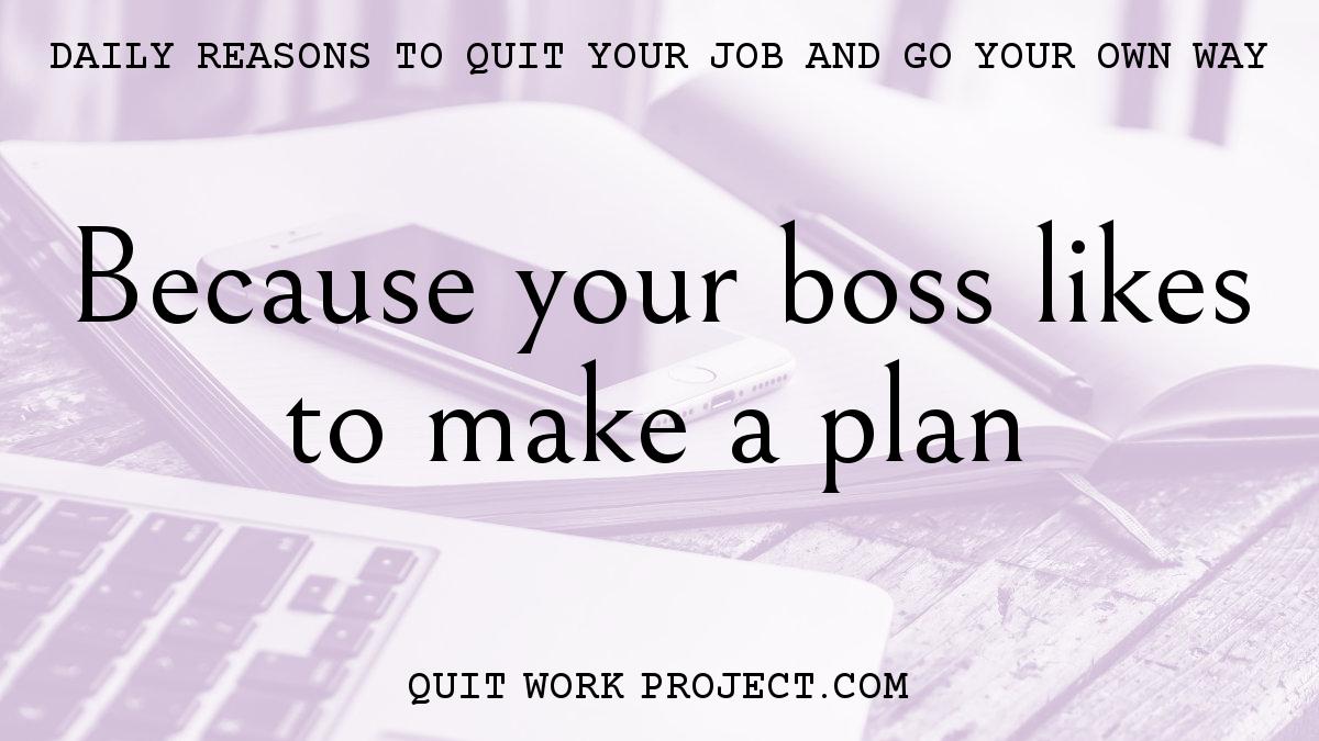 Daily reasons to quit your job and go your own way - Because your boss likes to make a plan