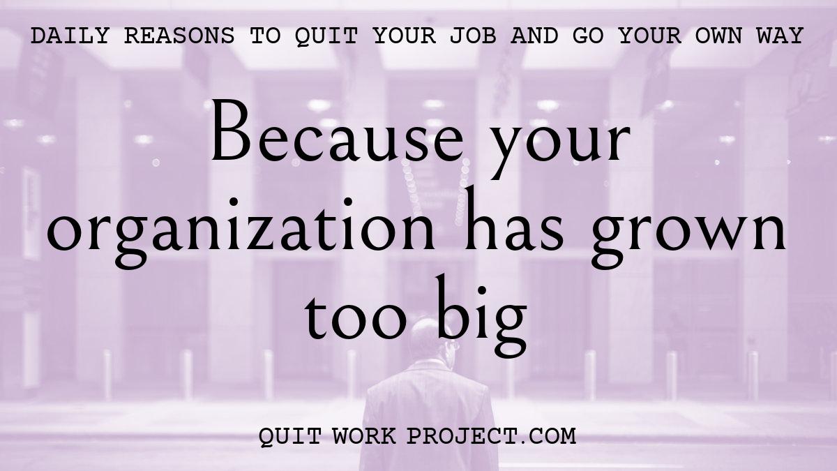 Daily reasons to quit your job and go your own way - Because your organization has grown too big