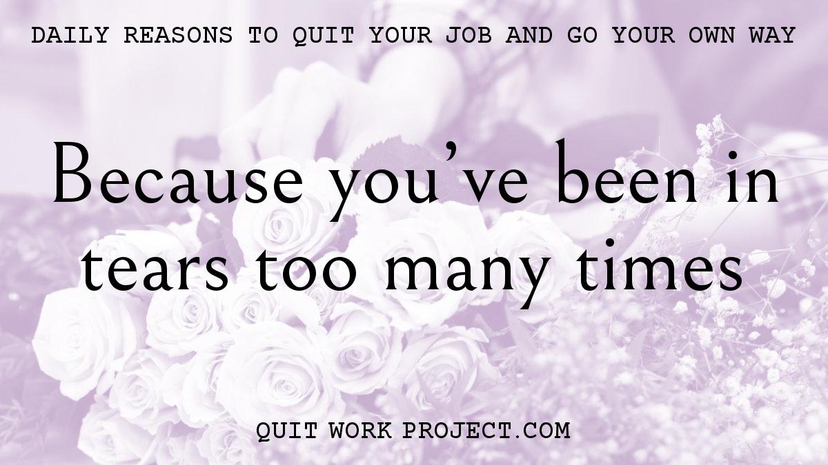 Daily reasons to quit your job and go your own way - Because you've been in tears too many times